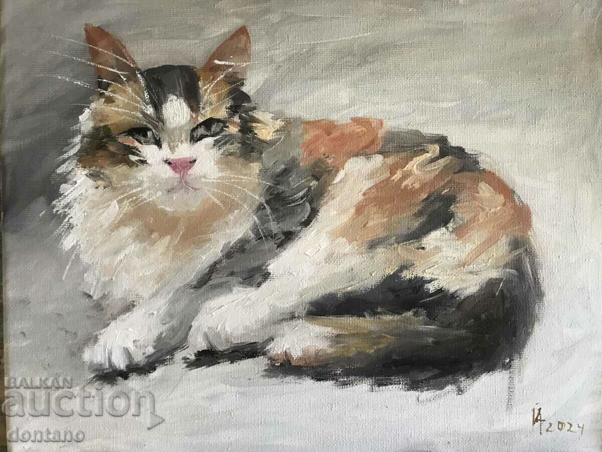 Painting - Oil painting - Cat