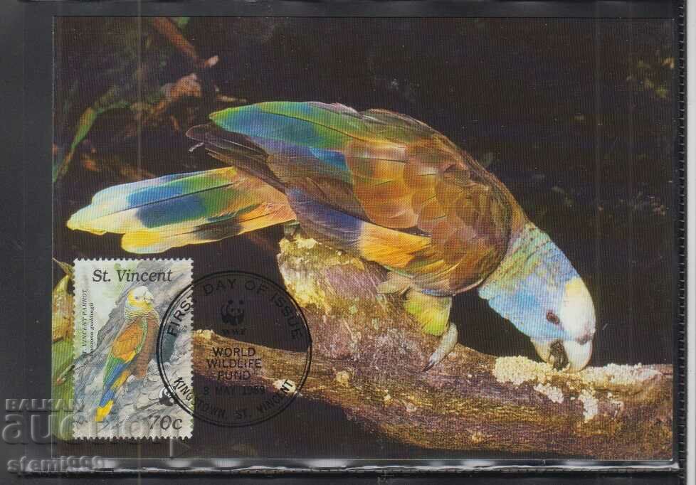 Ταχυδρομική κάρτα max FDC PARROTS Birds WWF