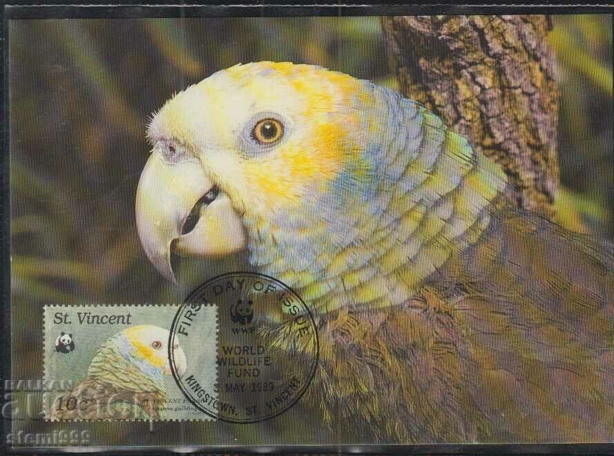 Postal max card FDC PARROTS Birds WWF