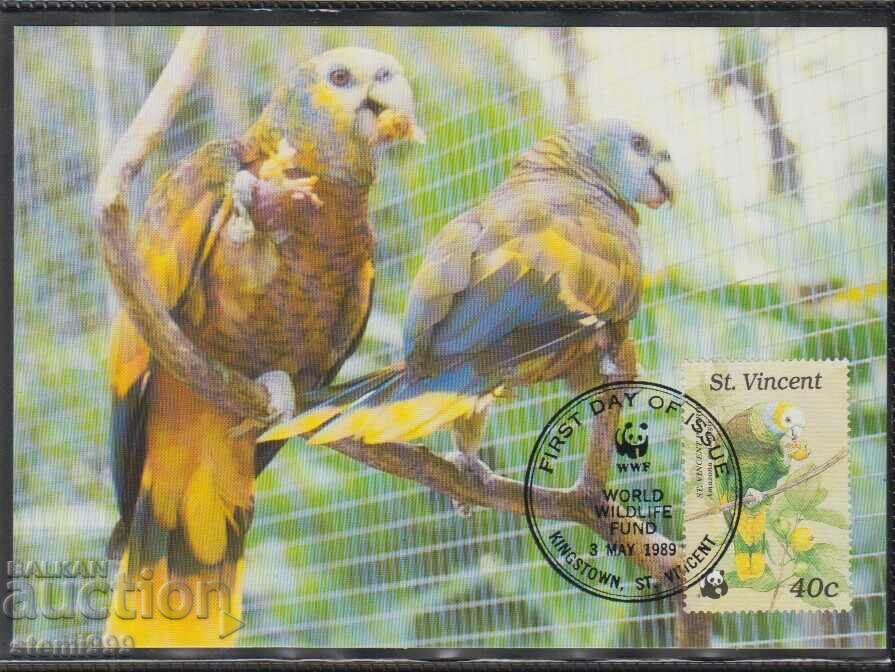 Ταχυδρομική κάρτα max FDC PARROTS Birds WWF