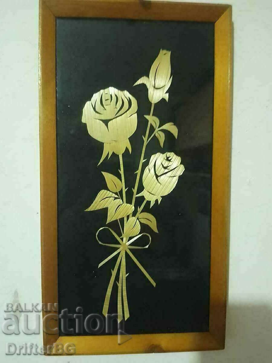 Picture "Roses", 42/22 cm with frame, with glass