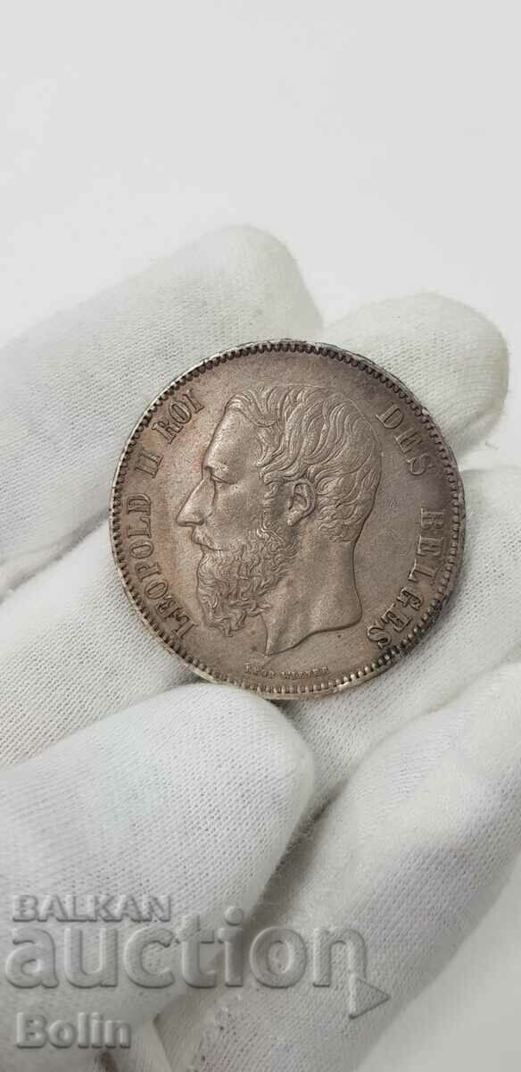 Beautiful silver 5 franc coin 1870 Belgium Leopold with price 130.00 BGN | € 66.47 Beautiful silver 5 franc coin 1870 Belgium Leopold with price 130.00 BGN | € 66.47