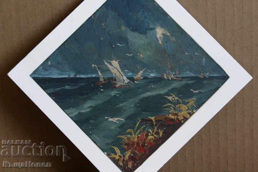 . HAND PAINTED OIL SEA SCENERY TILE WALL with price 19.00 BGN | € 9.71 . HAND PAINTED OIL SEA SCENERY TILE WALL with price 19.00 BGN | € 9.71