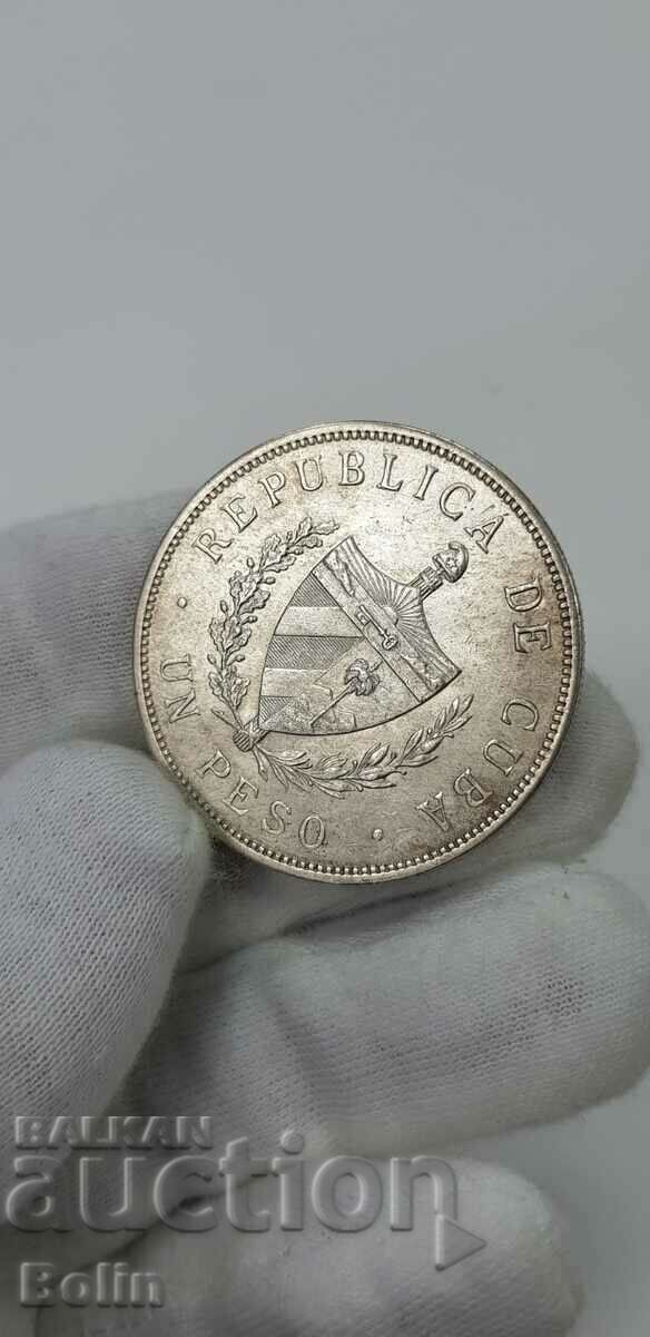 Auction Rare 1 Peso Silver Coin - Cuba 1932 Auction Rare 1 Peso Silver Coin - Cuba 1932