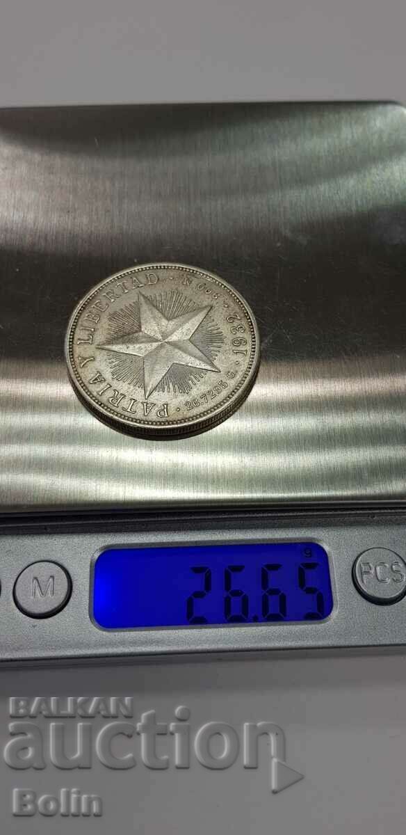 Rare 1 Peso Silver Coin - Cuba 1932 - 7 Rare 1 Peso Silver Coin - Cuba 1932 - 7