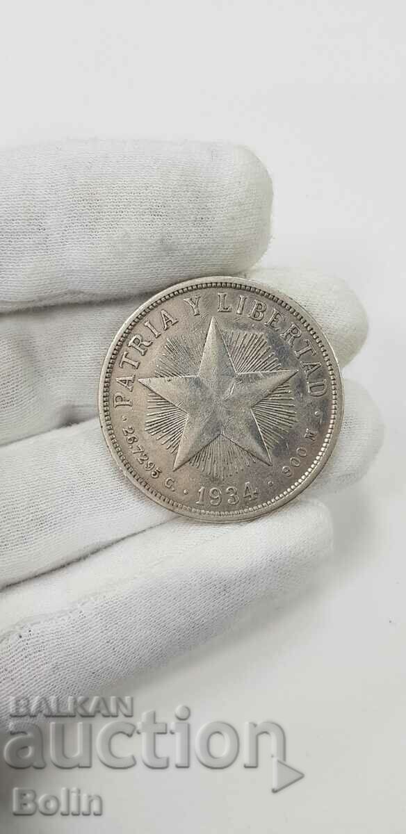 Rare 1 Peso Silver Coin - Cuba 1933 with price 95.00 BGN | € 48.57 Rare 1 Peso Silver Coin - Cuba 1933 with price 95.00 BGN | € 48.57