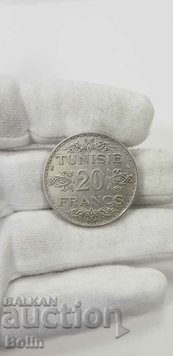 Δημοπρασία Σπάνιο ασημένιο νόμισμα 20 φράγκων 1934 - Τυνησία Δημοπρασία Σπάνιο ασημένιο νόμισμα 20 φράγκων 1934 - Τυνησία