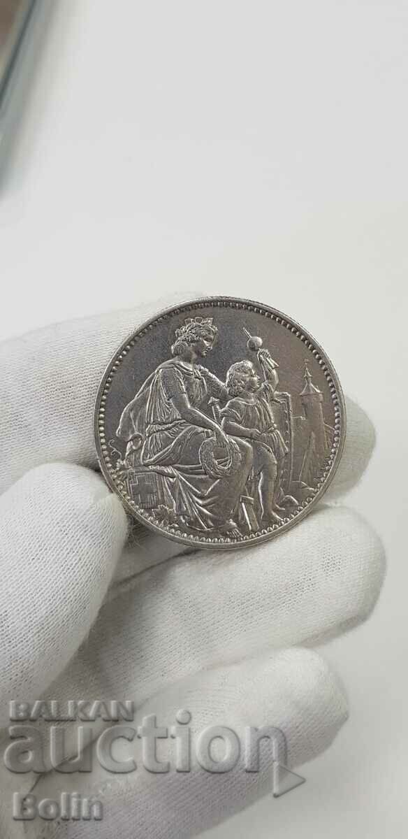 Very rare silver 5 franc coin 1865 - Switzerland - 5 Very rare silver 5 franc coin 1865 - Switzerland - 5