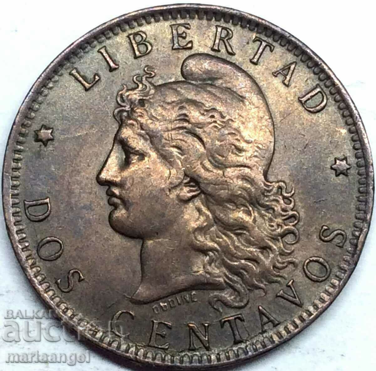 Argentina 2 Centavos 1891 30mm Copper - Excellent!