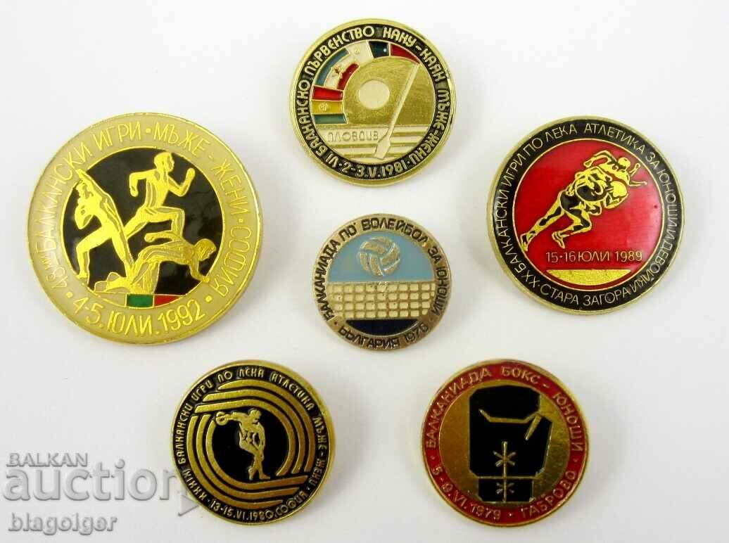 Balkaniad-Sports badges-Lot of 6 badges with price 23.00 BGN | € 11.76 Balkaniad-Sports badges-Lot of 6 badges with price 23.00 BGN | € 11.76