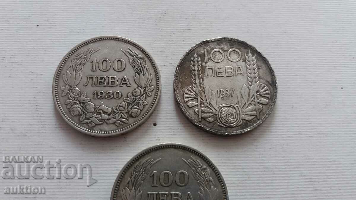 Доставка на 100 ЛЕВА 1930 И 1937 ГОДИНА СРЕБРО БОРИС 3 - 3 БРОЯ