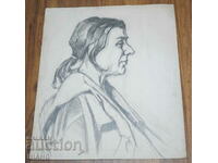 Old Master Drawing charcoal portrait woman