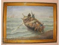 Old large early 20th century painting - signed