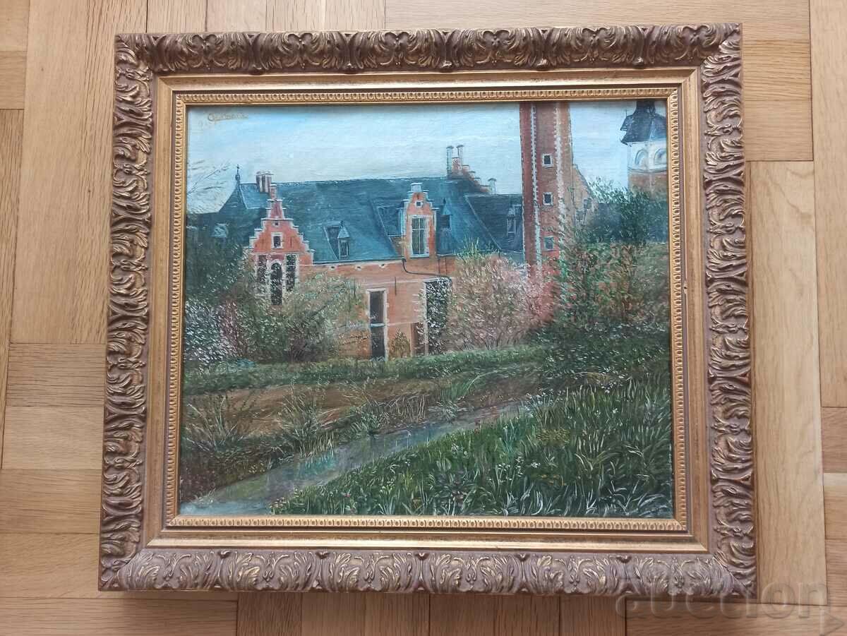 A beautiful old original oil painting in a baroque frame