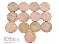 Lot of 13 coins 50 BGN 1943 - Bulgaria › Tsar Boris III