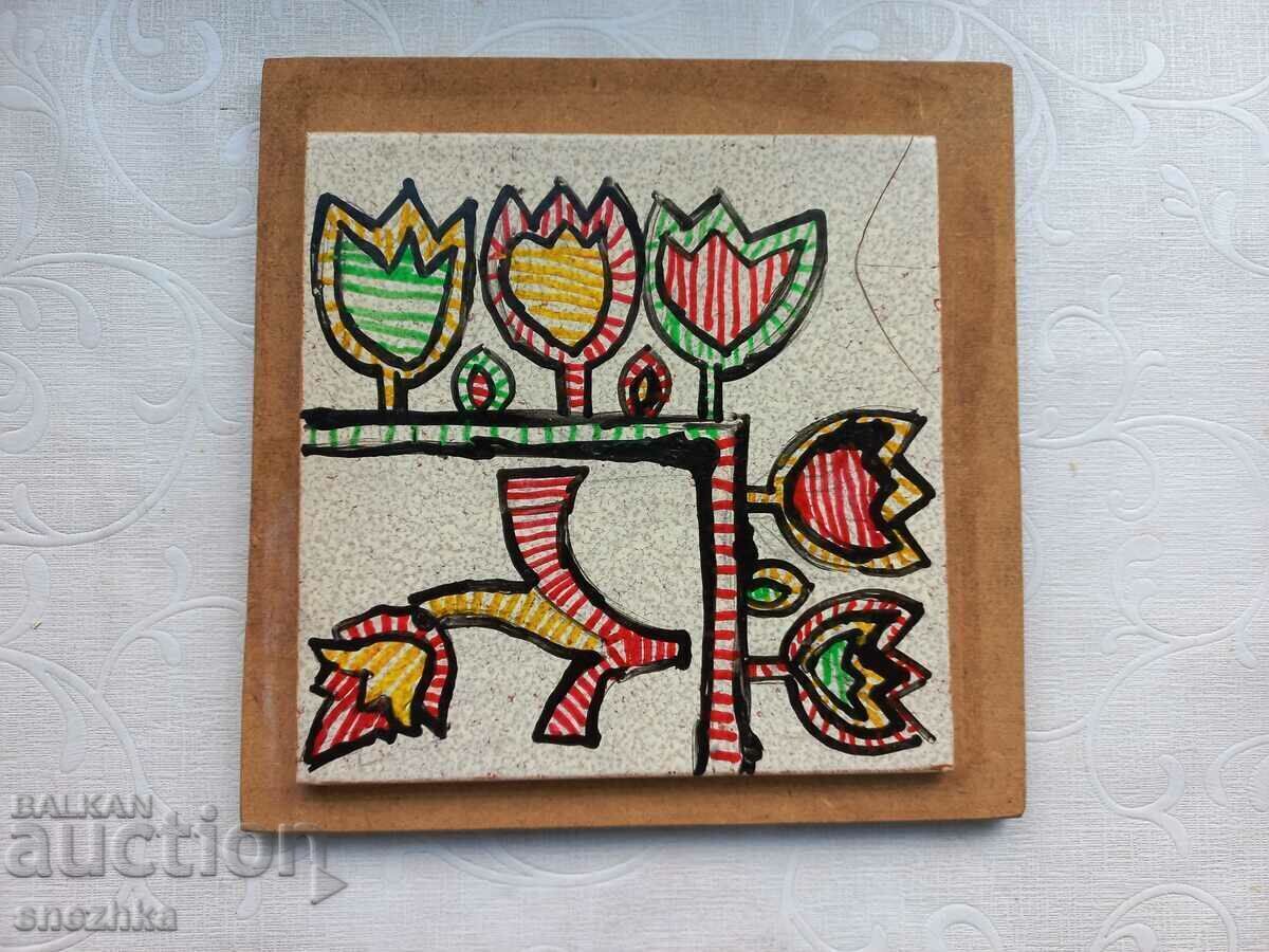 Panel "Flowers" drawing on ceramic 15/15 cm with price 10.00 BGN | € 5.11 Panel "Flowers" drawing on ceramic 15/15 cm with price 10.00 BGN | € 5.11