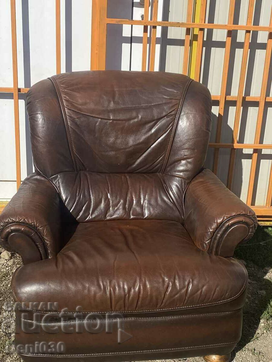 Massive leather armchair