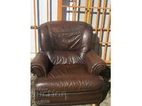 Massive leather armchair