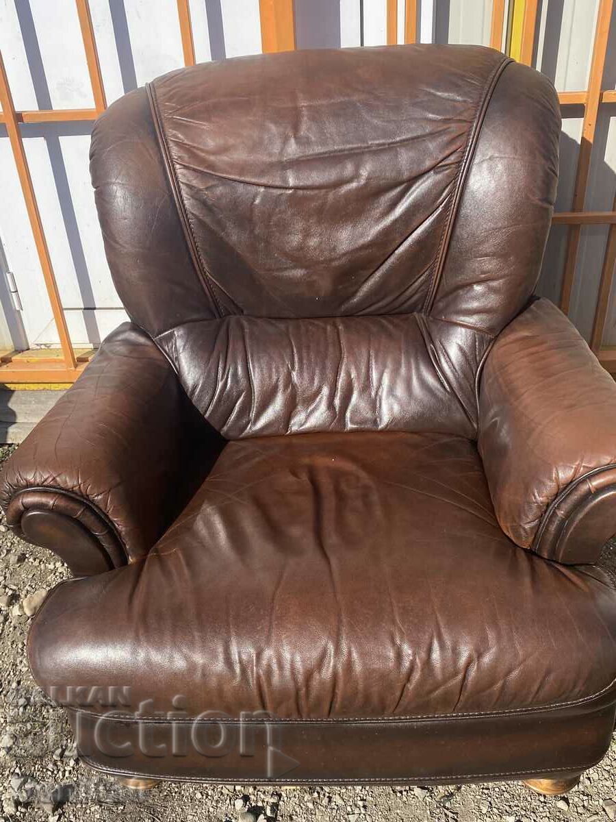 Massive leather armchair