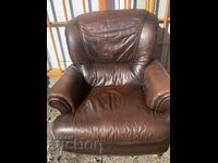 Massive leather armchair