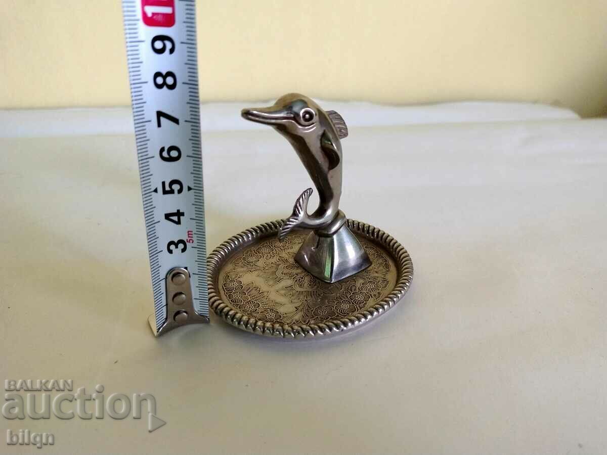 Old Silver Plated Dolphin Figurine - 5 Old Silver Plated Dolphin Figurine - 5