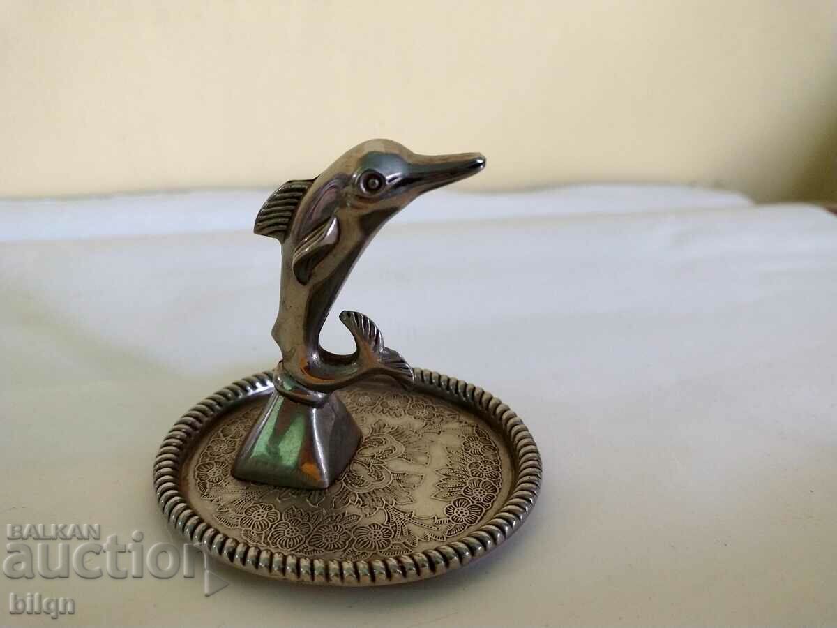 Old Silver Plated Dolphin Figurine - 6 Old Silver Plated Dolphin Figurine - 6