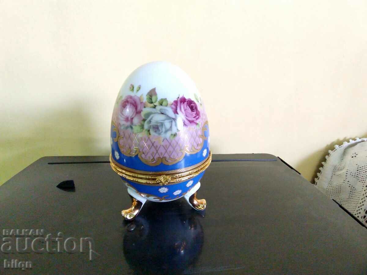 Large Porcelain Egg-Jewelry Box-Limoges From 0.01 Cent.