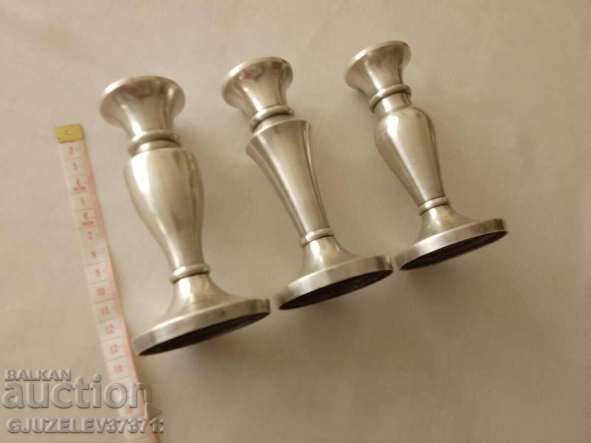 three silver-plated candlesticks for a restaurant large table - 6 three silver-plated candlesticks for a restaurant large table - 6