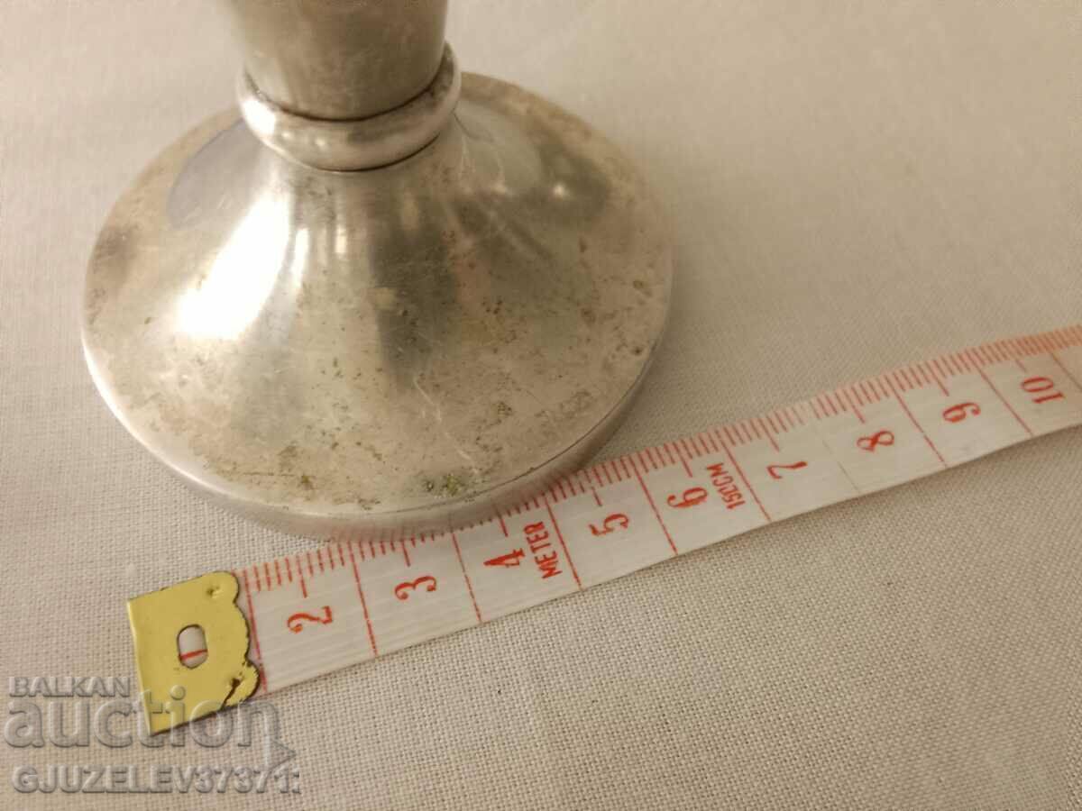 three silver-plated candlesticks for a restaurant large table - 7 three silver-plated candlesticks for a restaurant large table - 7