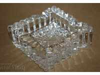 . UNUSED SOLID GLASS CIGARETTE ASHTRAY