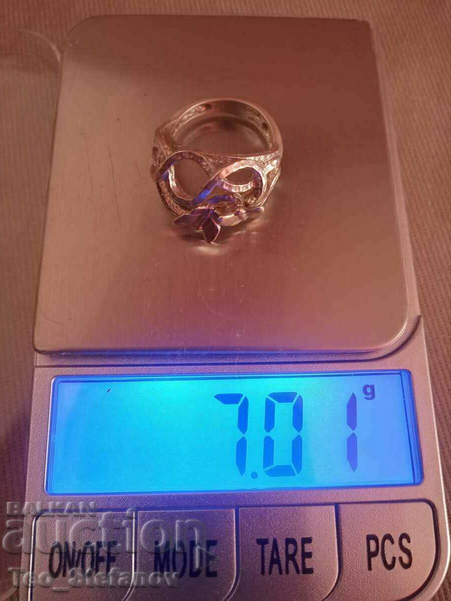 Silver ring with marking - 7