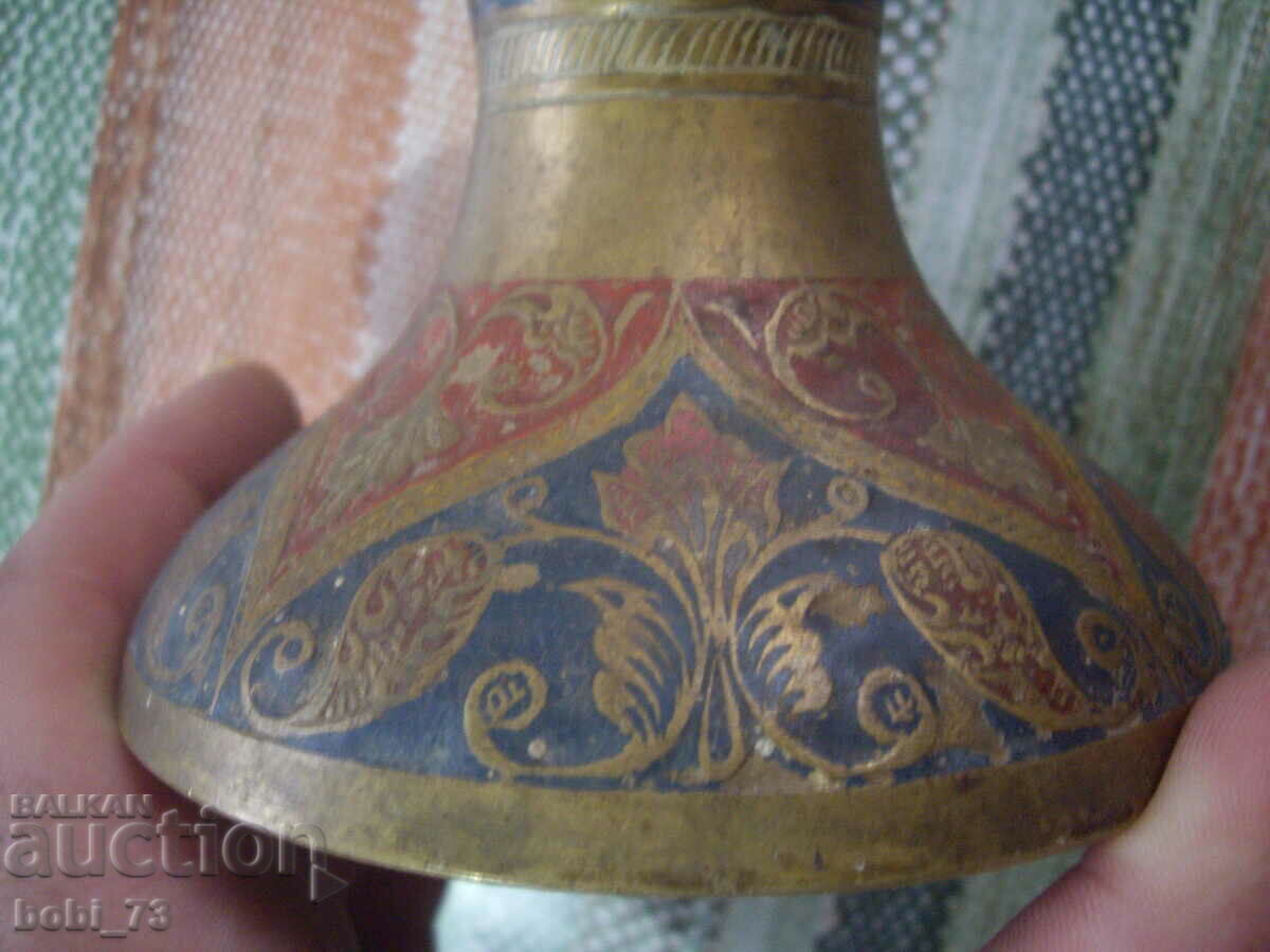 A very old, beautiful and large bronze, hand-painted vase. - 5 A very old, beautiful and large bronze, hand-painted vase. - 5