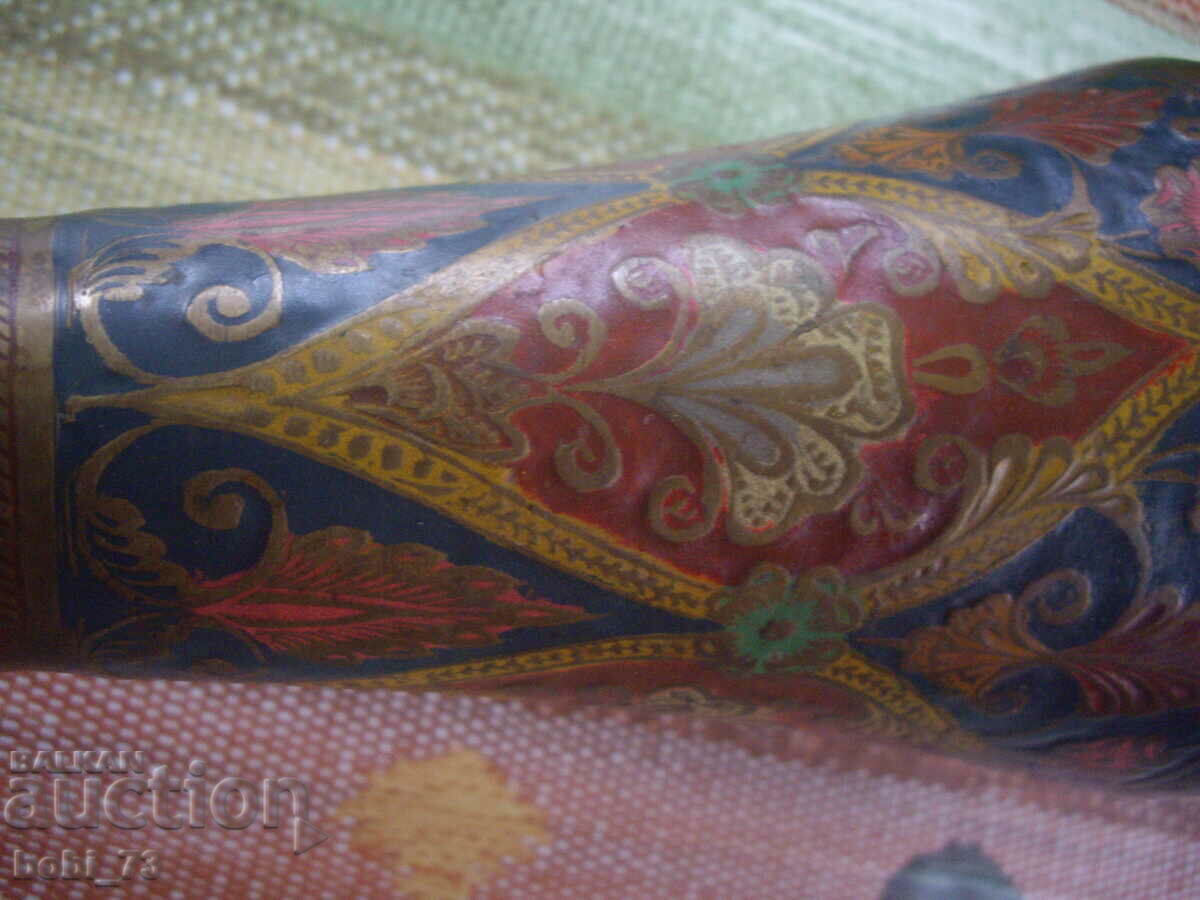 A very old, beautiful and large bronze, hand-painted vase. - 7 A very old, beautiful and large bronze, hand-painted vase. - 7