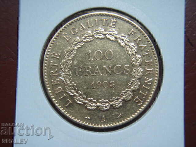 100 Francs 1903 А France (100 франка Франция) - AU (злато) 100 Francs 1903 А France (100 франка Франция) - AU (злато)