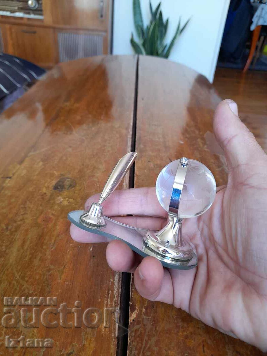 Old souvenir pen stand, globe - 5