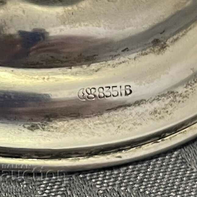 Auction  German silver candlestick, silver sample 835, markings