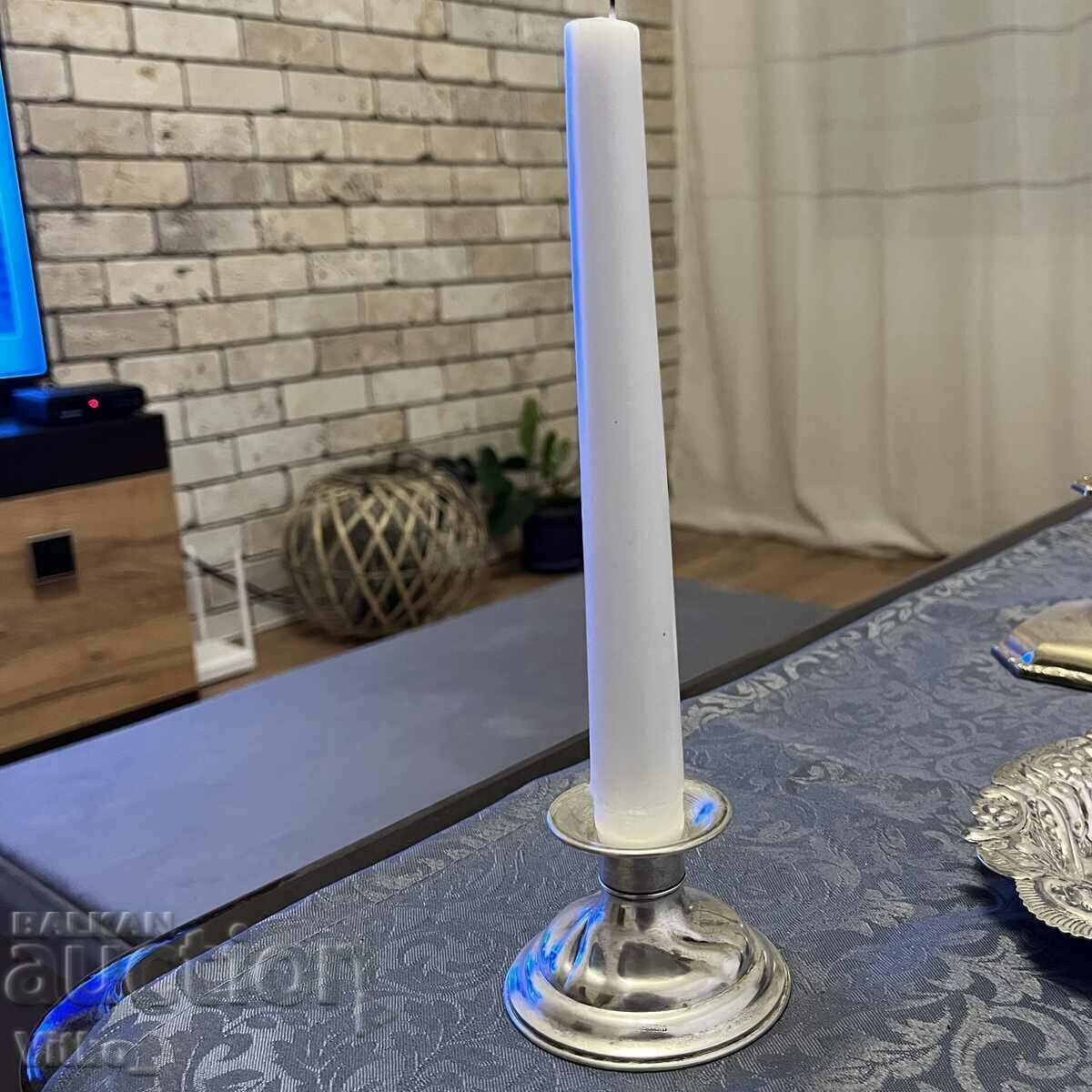 Delivery of German silver candlestick, silver sample 835, markings