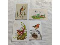 BIRDS GREETING CARDS 4 PCS