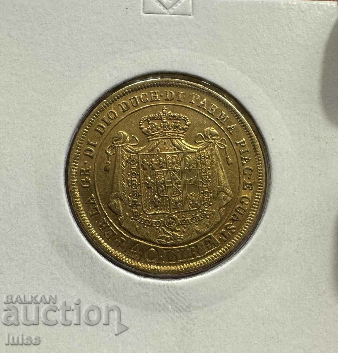 Moneda de aur Italia - Parma 40 lire 1815 Marie-Louise