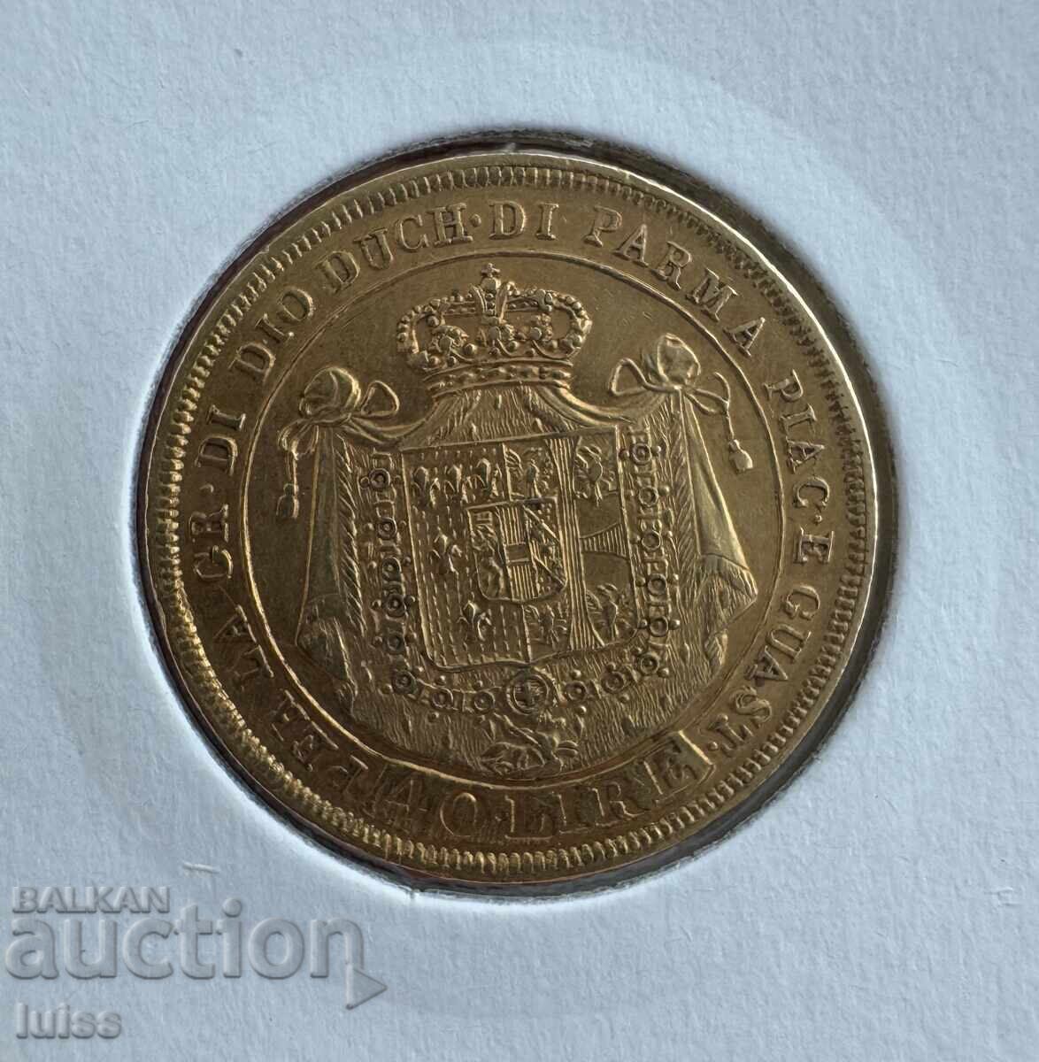 Gold Coin Italy - Parma 40 Lire 1815 Marie-Louise