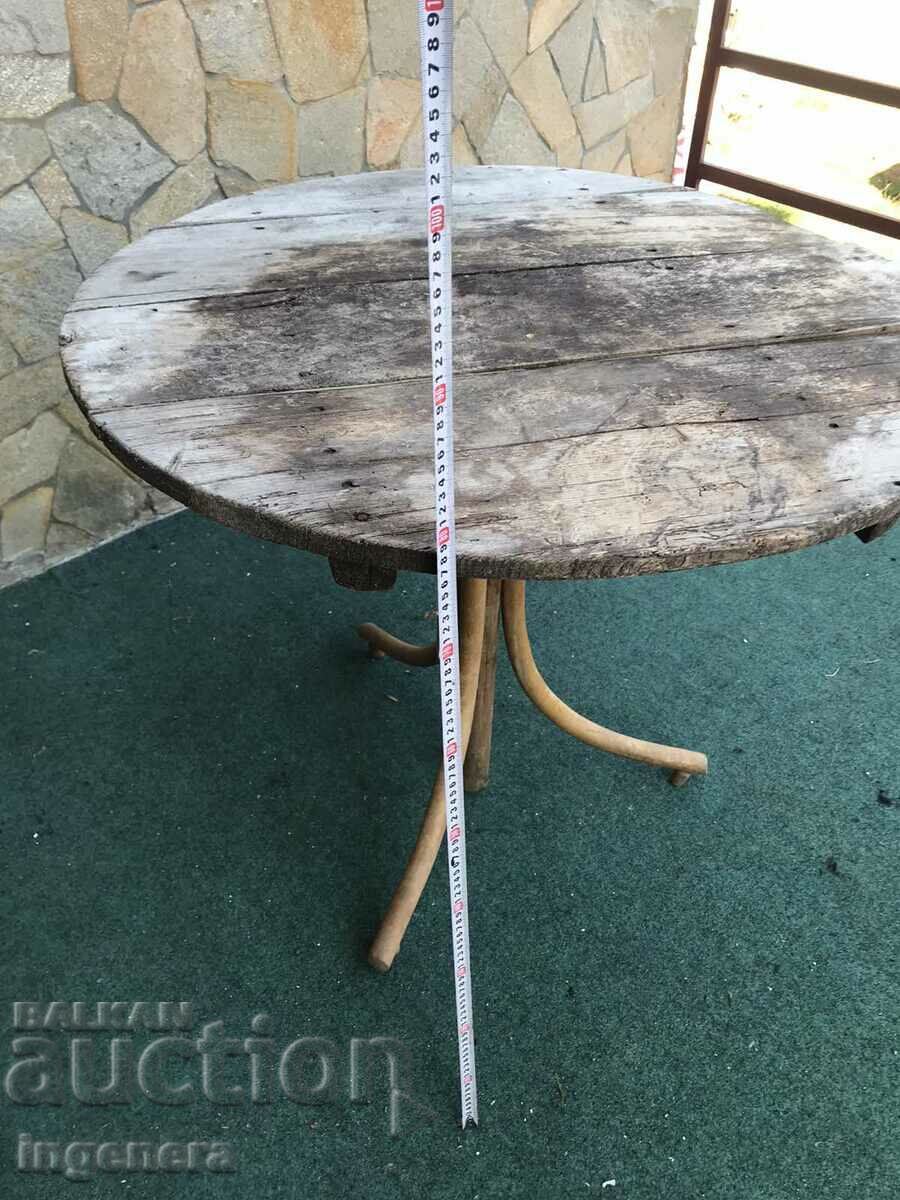 TABLE WOOD ROUND SWIVEL HANDLE ASSEMBLY ANTIQUE - 6 TABLE WOOD ROUND SWIVEL HANDLE ASSEMBLY ANTIQUE - 6