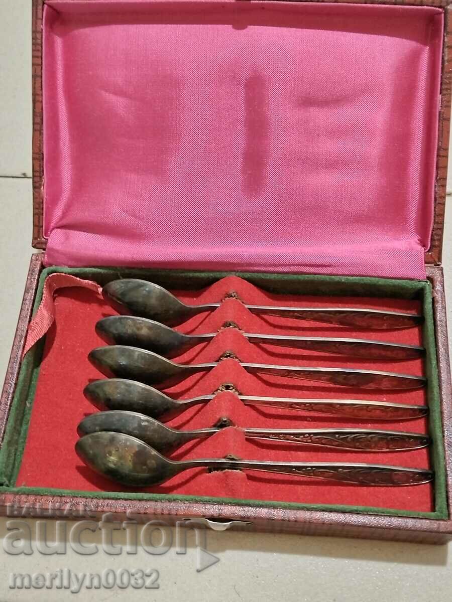 6 spoons thickly silvered unused USSR spoons