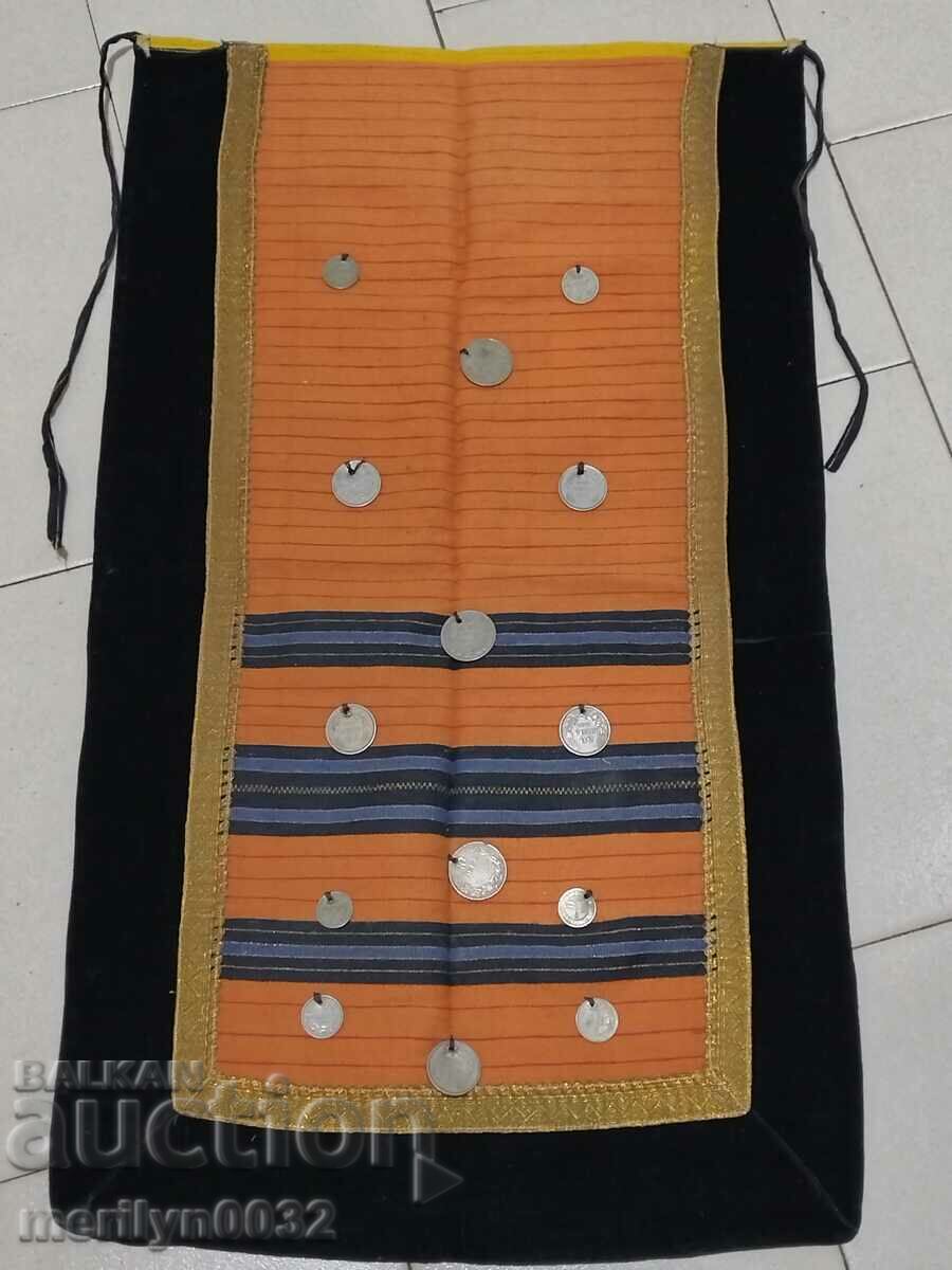 Old woven steam embroidered and embroidered apron, costume