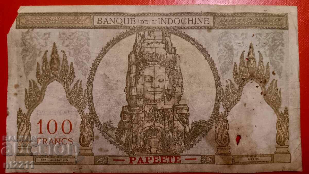 Банкнота 100 франка Френска Полинезия (Папеете с цена € 47.00 | 91.92 лв.