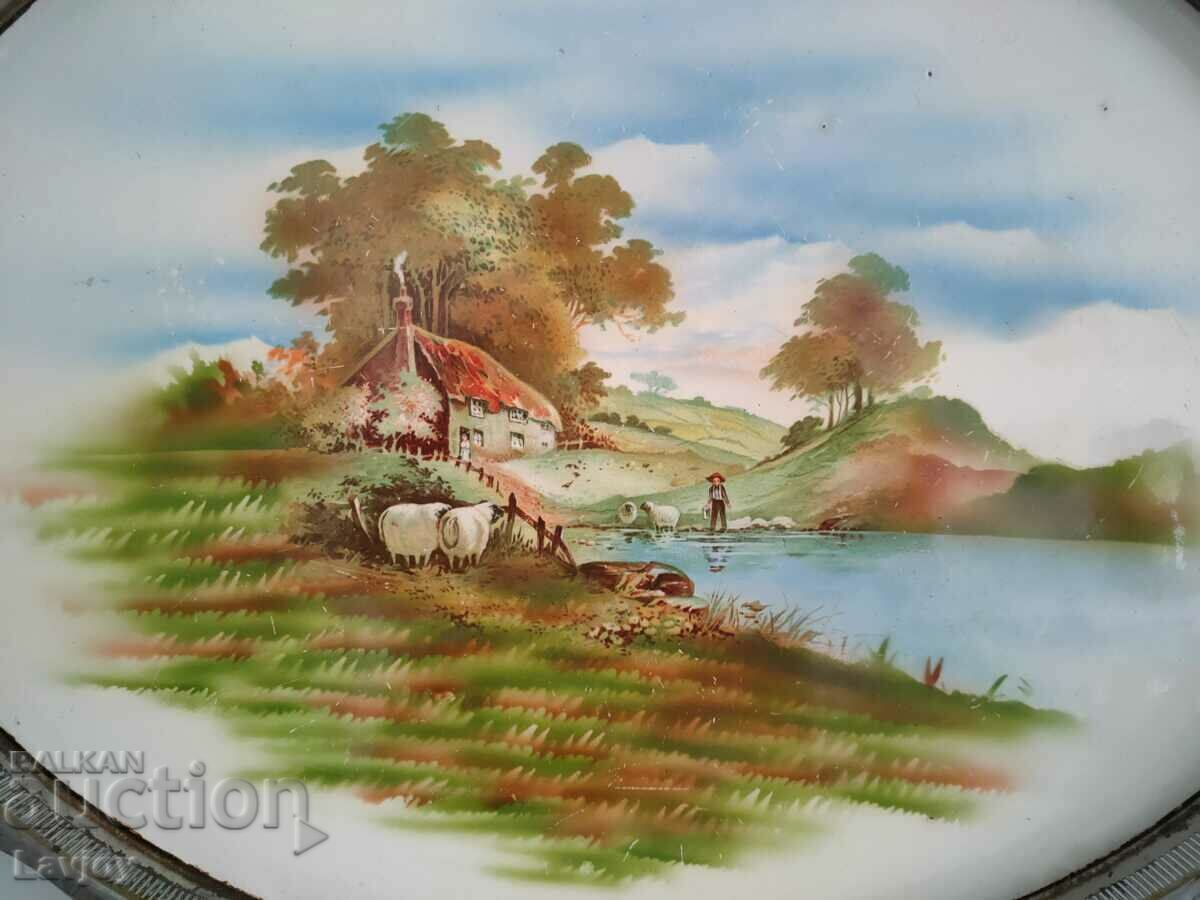 Old porcelain tray very rare plot with price 110.00 BGN | € 56.24 Old porcelain tray very rare plot with price 110.00 BGN | € 56.24
