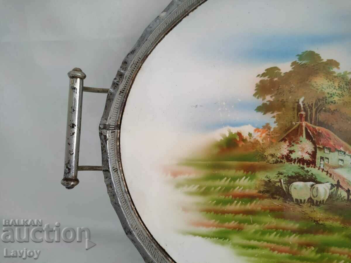 Auction Old porcelain tray very rare plot Auction Old porcelain tray very rare plot