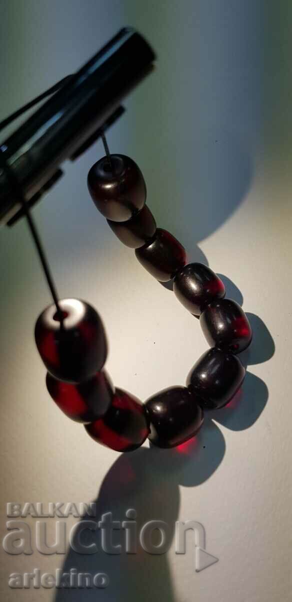 Turkish Ottoman Amber Rosary Beads - Red - 5