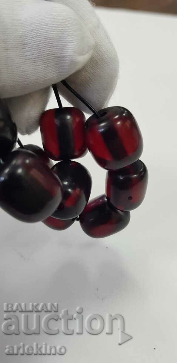 Turkish Ottoman Amber Rosary Beads - Red - 7