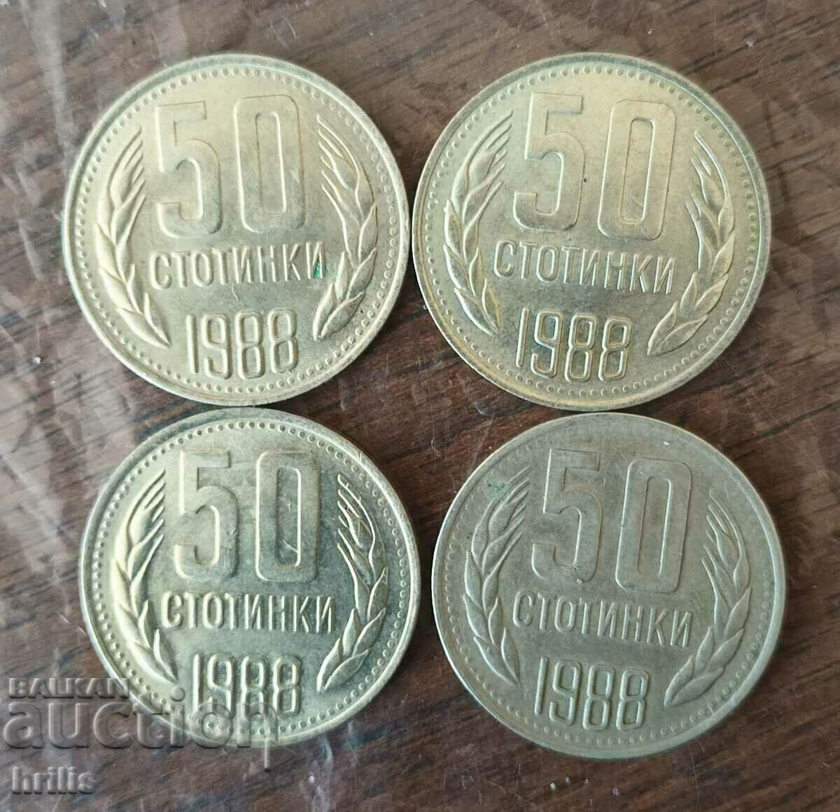 50 CENTS 1988 - 4 NUMBERS