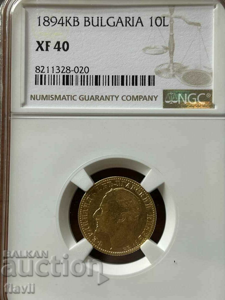 Monedă de aur 10 BGN 1894 XF40 NGC